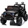 GYMAX Auto Elettrica per Bambini 12V, Jeep Elettrica con Telecomando Parental, Funzione di Avvio Morbido, Sospensione a Molla, Ruote Premium, Veicolo Giocattolo per Ragazzi e Ragazze 3+ Anni (Nero)