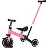 HUOLE bicicletta per bambini con frizione,Triciclo 3 in 1 con manico scorrevole per bambini da 1 a 3 anni, ruota pieghevole, ruote più grandi, pedali rimovibili, 3 in 1 (rosa)