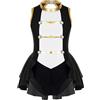 renvena Ringmaster Costume da Domatrice Circo Bambina Tutu da Balletto Danza Classica Body da Pattinaggio Costume Carnevale Halloween Cosplay Travestimento B Nero 11-12 anni