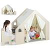 HOMASIS 6 in 1 Tenda per Bambini da Interno, Tenda Gioco con Tavolo e Sedia per Bambini, Casa da Gioco con Tappetino, Lavagna, Scatola Portagiochi (1 Scatola)