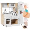 HOMASIS Cucina Giocattolo per Bambini Bianco, in Legno con l'Orologio, Set da Gioco Educativo dai 3 Anni in Su