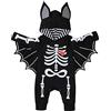 Generic Costume Pipistrello Neonato, Costume Halloween Neonato, Vestito Halloween Neonatos, Vestito Halloweens Neonati, Pagliaccetto Neonati Halloweens, Costumes Scheletro Neonatos (A02-Black, 3-6 Months)