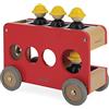 Janod Camion Pompieri in Legno Bolid, 6 Pompieri Inclusi, Ruote Silenziose, Immaginazione e Abilità Fino-Motorie, Certificato FSC, Vernice ad Acqua, dai 2 Anni, J04632