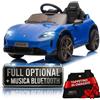 TOYSCAR Auto Elettrica per Bambini 12V Porsche Taycan Turbo S con Telecomando 2.4GHz, 2 Motori, Porte Apribili, Bluetooth Luci LED Tappetini, Macchina Elettrica Bambino (Blu)