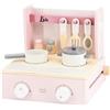 Mainely Personalizzabile cucina per bambini in legno pieghevole Rosa - salvaspazio e con accessori - per bambini dai 3 anni - personalizzata con nome - Label Label