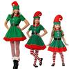 Generico Natale Costume Elfo Bambini Ragazze Adolescenti Cosplay 4PC Outfit Set Costume da Elfo Vestiti Festivo Costumi Christmas Abiti Festa Completo Natale Bambini Ragazza
