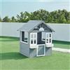 casa.pro Casetta Giocattolo da Giardino per Bambini in Legno di Abete Casetta da Esterno Senza Fondo per Bimbi con Finestre Fioriere Lavagna 138x120x102 cm - Grigio/Bianco