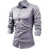 XYERDLYN Camicia Da Uomo A Maniche Lunghe In Raso Di Seta con Gemelli, Camicie Eleganti, Casual, Lucide, con Bottoni, Di Lusso, per Feste, Balli Di Fine Anno, Matrimonio, Lavoro, Non Stirabile, Nera Xs