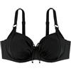 Dorina Top Bikini Non Imbottito Fiji - con Ferretto, Sostegno Sottoseno, Spalline Regolabili, Arricciatura Frontale, Dettaglio Anello Argentato & Perline, Chiusura a Clip Posteriore, Nero