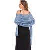 Pukguro Scialli e stole per abiti da sera in chiffon trasparente, da donna, elegante, morbido e setoso, avvolgente sciarpa da sposa, Blu polvere, 79 * 18''