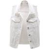Oanviso Giacche di Jeans Senza Maniche da Donna Vintage Gilet in Jeans Button Down con Risvolto Canotte con Tasca Vintage Invecchiato Gilet A-bianco S