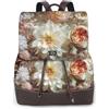 ZISHAK Zaino in vera pelle con stampa di fiori romantici, borsa a tracolla da donna alla moda per tutte le occasioni, nero, Taglia unica