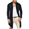 Duohropke Cardigan da uomo, lungo, casual, a maglia, sportivo, per il tempo libero, muscolare, trasparente, per le mezze stagioni, a maglia, a maniche lunghe, sottile, estivo, mantello, Nero , 3XL
