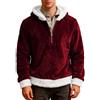 VEMOW Felpe con Cappuccio in Sherpa Fluffy per Uomo, Cerniera Quarter Zip e Felpa, Pullover e Invernali, Autunno e Calde, Doppio Strato Outerwear(1A-Wine, XXXL)