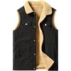 Generic Gilet da uomo in velluto a coste caldo foderato in pile caldo lavoro senza maniche giacca button down risvolto outdoor gilet da uomo, nero, XX-Large