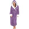 Generico Vestaglia da Camera Donna Extra Large in Peluche Coordinato Autunno Inverno da Donna con Cappello e Cintura Lunga Camicia da Notte Accappatoio Morbido (PP2, S)