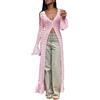Cocila Abito Lungo Elegante Da Donna In Maglia All'uncinetto Con Bottoni Traforato Copricostume Vacanza Particolari (Pink L) Parka Invernale Donna Giubbotti Pelle Giubbotto 100 Grammi