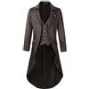 Yhenlovtt Trench da uomo in stile vittoriano, gotico, steampunk, a maniche lunghe, con colletto, per cosplay o abbigliamento formale, marrone (L marrone)
