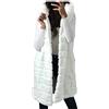 Generic Gilet smanicato da donna in pelliccia sintetica con cappuccio, bianco, S