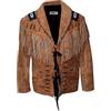 Rumble Products Giacca da uomo in pelle scamosciata, stile cowboy, stile occidentale, con frangia e perline, Marrone, Large