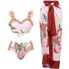 Generico Costume Due Pezzi Curvy Bikini Push Up Imbottito Set Camicetta Costume da Bagno Bikini con Cintura in Stile Sexy da Donna Offerta (Red,L)
