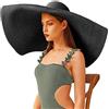 Namzi Cappello da spiaggia oversize da donna a tesa larga grande cappello da sole da donna morbido pieghevole gigante cappello di paglia può essere conservato cappello estivo resistente ai raggi UV