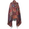 Asudaro Poncho In Maglia Con Cappuccio,Asudaro Quadri Mantella In Maglia Invernale Elegante Poncho Con Frange Scialle Del Mantello Del Capo Di Autunno Inverno Delle Donne Per Picnic,Shopping,Appuntamenti,Film
