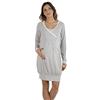 Premamy - Camicia da Notte per Premaman, Modello Avvolgente, Cotone bielastico, Pre-Post Parto - Grigio - VI (XL)
