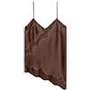 AMEEDA Canotta Raso Donna Top Senza Maniche in Pizzo Tinta Unita da Donna, con Bretelle, Patchwork, Irregolare, Elegante, Casual, Estivo, Festa(Brown,XS)