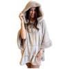 Generico Coperta con Cappuccio Poncho in Pile con Tasca - Zambaiti Taglia Unica (Panna)