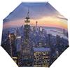 HMZXZ RXYY New York City Grattacieli Tramonto Pieghevole Auto Open Close Ombrello per Donne Uomini Ragazze Antivento Compatto Viaggio Leggero Ombrello Pioggia