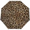 Ginfult Ombrello da viaggio compatto da viaggio con stampa leopardata vintage ombrello pieghevole con apertura automatica e chiusura per pioggia donne uomini