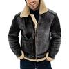 MANYMANY Giubbotto bomber da uomo in pelle con risvolto in pelliccia da uomo Fodera in pile sintetico Giacca volante invernale Elegante cappotto da aviatore