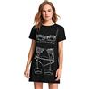 Floerns - Camicia da notte da donna divertente con stampa carina - nero - XX-Large