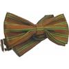 Avantgarde - PAPILLON UOMO marrone a righe verdi gialle CRAVATTA Farfalla di seta Made Italy, colore: marrone