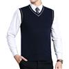 Biutimarden Uomo Casual Comfort Pullunder Smanicato Gilet con Scollo V Strisce Maglione Senza Maniche Vest Classico Signore Maglieria Pullover