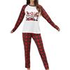 Duohropke Pigiama lungo da donna, in due pezzi, in peluche caldo, con stampa di Babbo Natale, con stampa, 01 rosso., 3XL