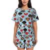 GMSGHJHDR Pigiama da donna alla moda per cani, con scollo rotondo, a maniche corte, morbido e confortevole, con bottoni, 3D, L