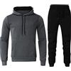 Générique Admiral Costume Uomo autunno inverno Sport due pezzi tuta e tempo libero Fitness felpa con cappuccio e pantaloni tuta invernale caldo set Cardigan Zip Completo Uomo, grigio, XL