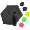 Doppler Ombrello Safety Reflect I Ombrello con bordo riflettente e apriscatole I Mini Ombrello con tasca adatta per ombrelli, Ombrello riflettente per bambini, Nero neon, S