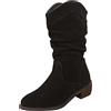 JDGY Stivali da donna in pelle scamosciata, con tacco a blocco, stile retrò, in pelle scamosciata, stivali da donna, stivali a mezza lunghezza, antiscivolo, da donna, Nero , 39