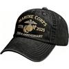 Generic Cappello vintage per il 250° anniversario dei Marine Corps, cappello vintage lavato da uomo, cappello lavato per il 250° anniversario, cappello regolabile per veterani del corpo marino, A, 7 1/4-7 7/8