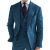 GMGQJST Completo Uomo Elegante Abito da Uomo Formale 3 Pezzi Slim Fit Scialle con Risvolto in Tweed Smoking da Ballo for testimoni dello Sposo di Nozze (Giacca + Gilet + Pantaloni)(Blue,L)
