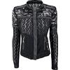 JOPHY & CO. Giacca in Pizzo Donna Leggera Trasparente con Cerniera e Tasche Laterali (cod. 3976) (Nero, s)