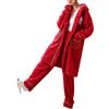 Generisch Pigiama lungo da donna, con cappuccio, invernale, Natale, pigiama con cappello, in pile ispessito, foderato, biancheria da notte, O rosso., L