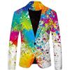 Zanisouta Giacca da Uomo Blazer Graffiti Sakko Multicolore Anzugjacke LGBT Pride Abito Neon Multicolore Abito da Uomo Mese del Orgoglio Jacke Elegante Smoking Carnevale Costume Hippie Giacca Casual, O