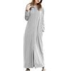 Zanisouta Accappatoio da donna in pile, soffice vestaglia in spugna, con cappuccio, a tunica lunga, con chiusura a strappo, con zip, O grigio., m