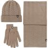 CarXs Cappello caldo lavorato a maglia invernale+sciarpa lunga+guanti touch screen lana alpaca antivento cappello sciarpa guanto set 3 pezzi per donne e uomini, Cachi, taglia unica