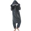 CuteOn Adulto Animale Tute Festa Pigiama Donna Halloween Onesie Cartoon Performance Costumi Pigiama Uomo Loungewear, Squalo Grigio, L
