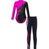 TiaoBug Completo Sportivo Bambina Body da Ginnastica Artistica con Leggings Sportivi Leggins Strass Leotards da Balletto Ballo Latino Body da Danza Classica Moderna Dancewear Rosa 7-8 Anni